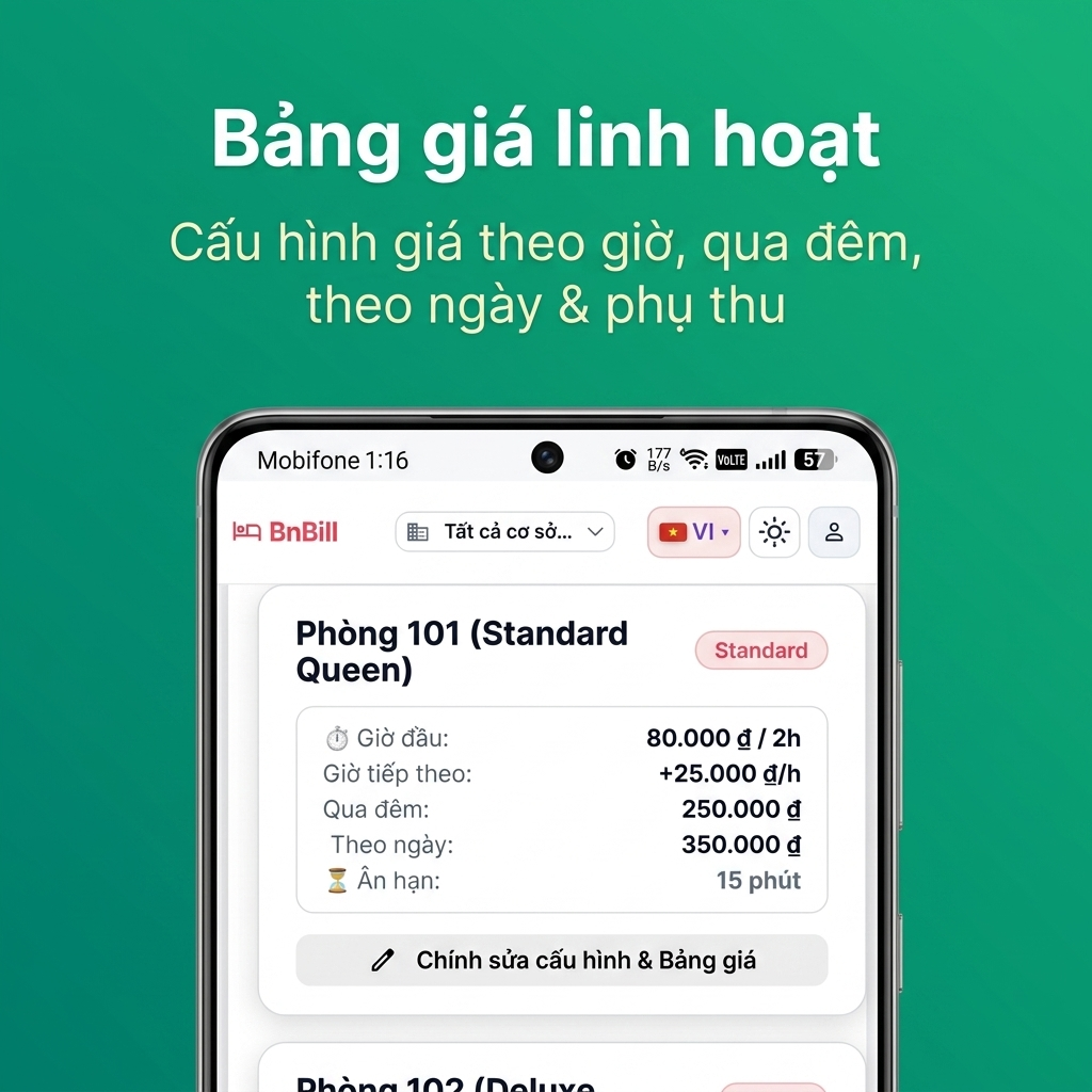 Cài đặt phòng & Bảng giá