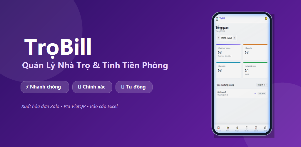 TrọBill App Preview