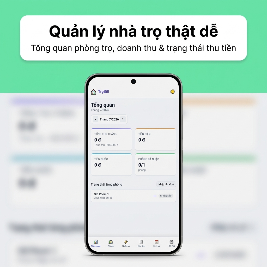 Màn hình chính TrọBill